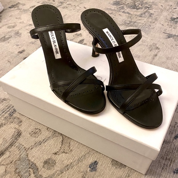 Manolo Blahnik Banga 70 Leather Sandal Size